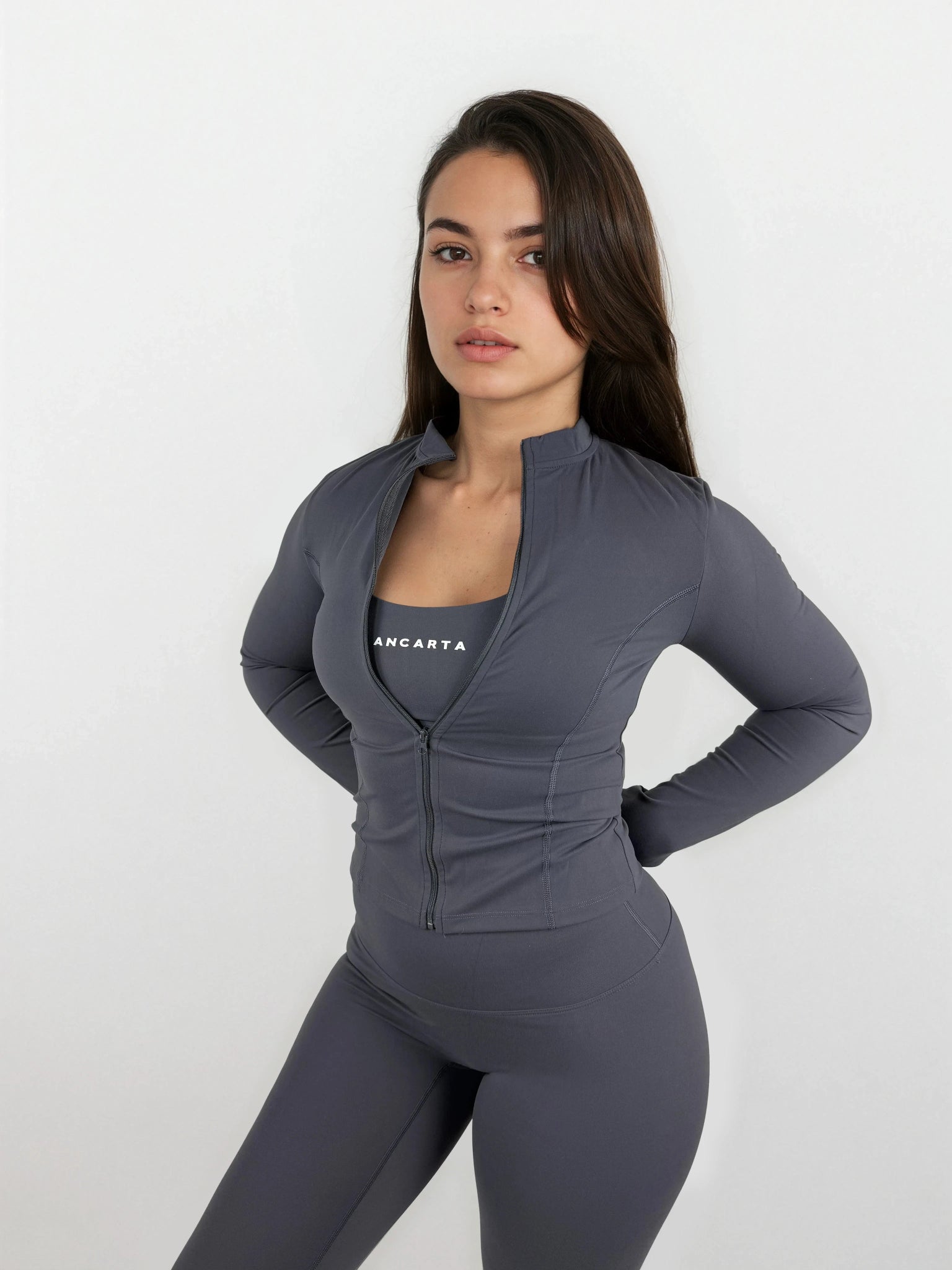 Core Long Sleeve Zip Up - Dove Grey activewear by ANCARTA – Australian athleisure brand