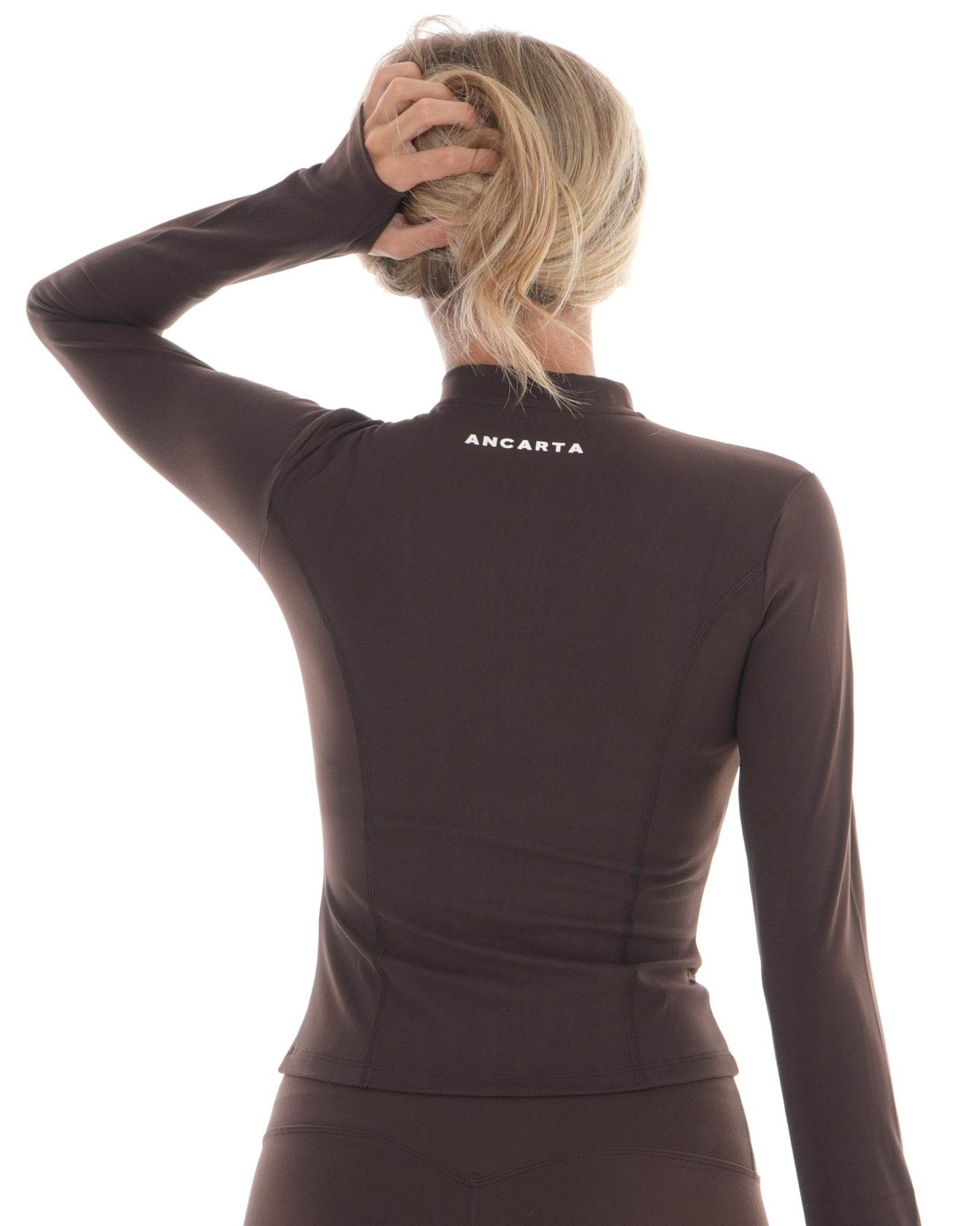 Core Long Sleeve Zip Up - Expresso activewear by ANCARTA – Australian athleisure brand