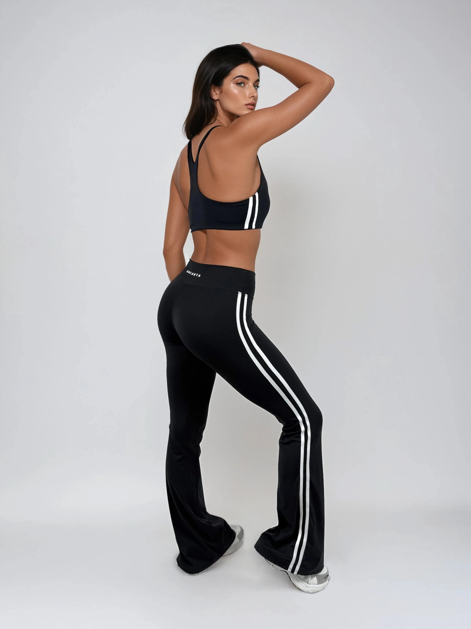 Edge Flared Leggings – Jet Black activewear by ANCARTA – Australian athleisure brand