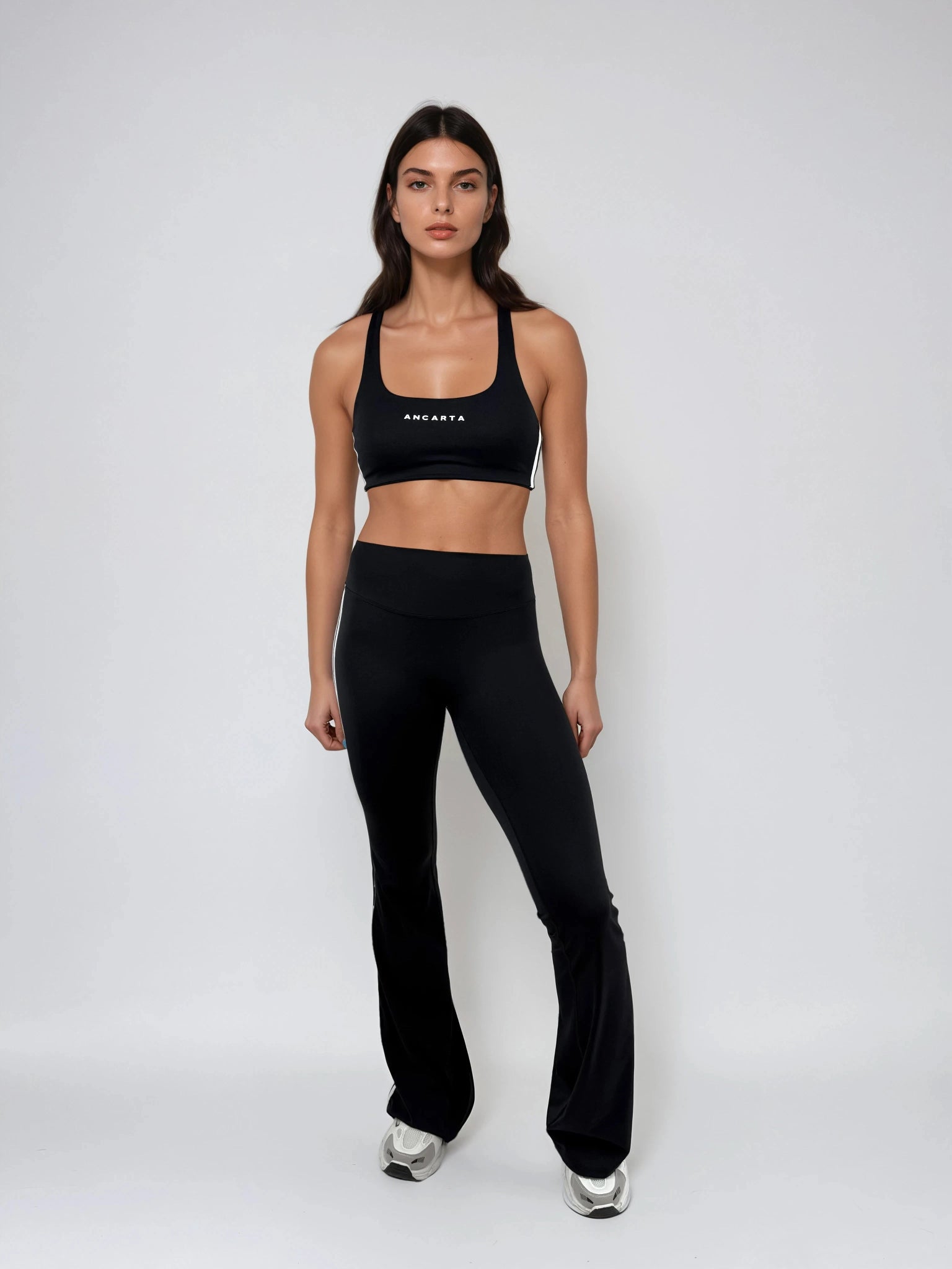 Edge Flared Leggings – Jet Black activewear by ANCARTA – Australian athleisure brand