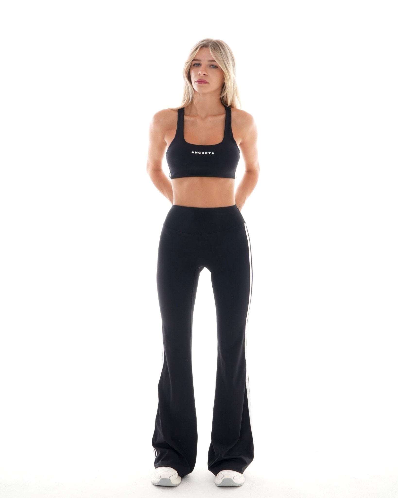 Edge Flared Leggings – Jet Black activewear by ANCARTA – Australian athleisure brand