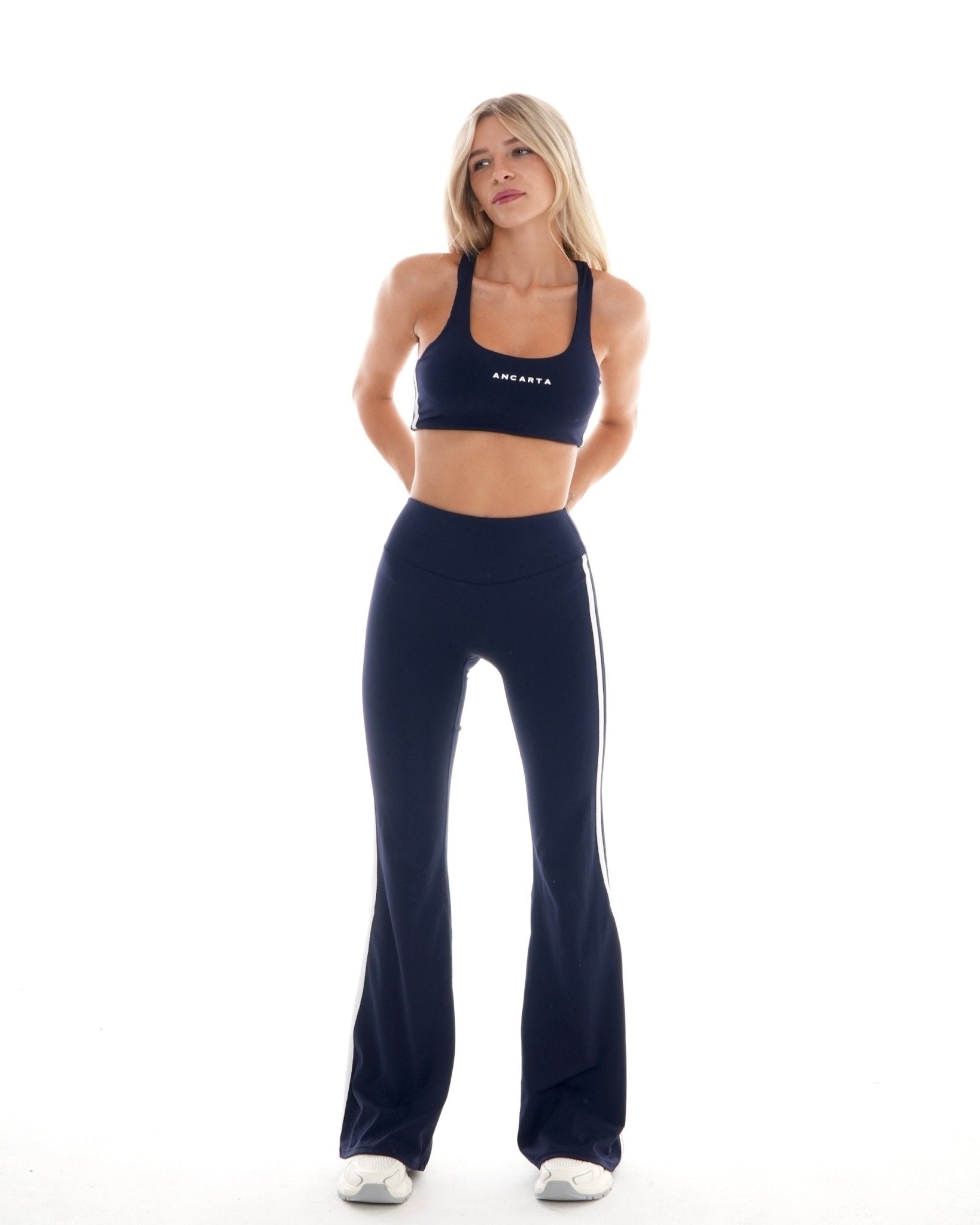 Edge Flared Leggings – Midnight Navy activewear by ANCARTA – Australian athleisure brand