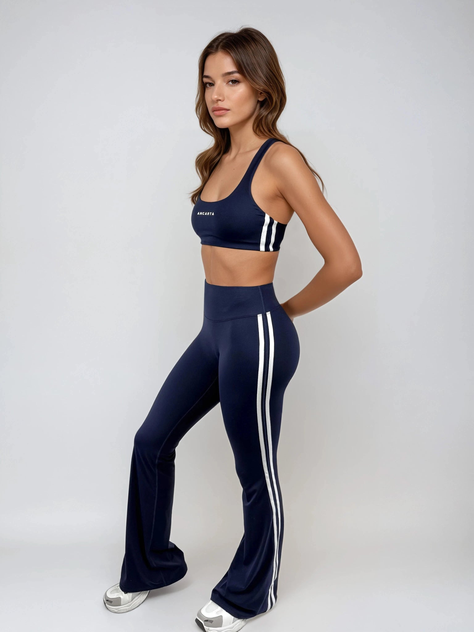 Edge Flared Leggings – Midnight Navy activewear by ANCARTA – Australian athleisure brand