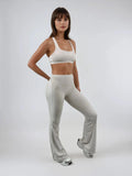 Edge Flared Leggings – Soft Cream activewear by ANCARTA – Australian athleisure brand