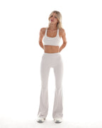 Edge Flared Leggings – Soft Cream activewear by ANCARTA – Australian athleisure brand