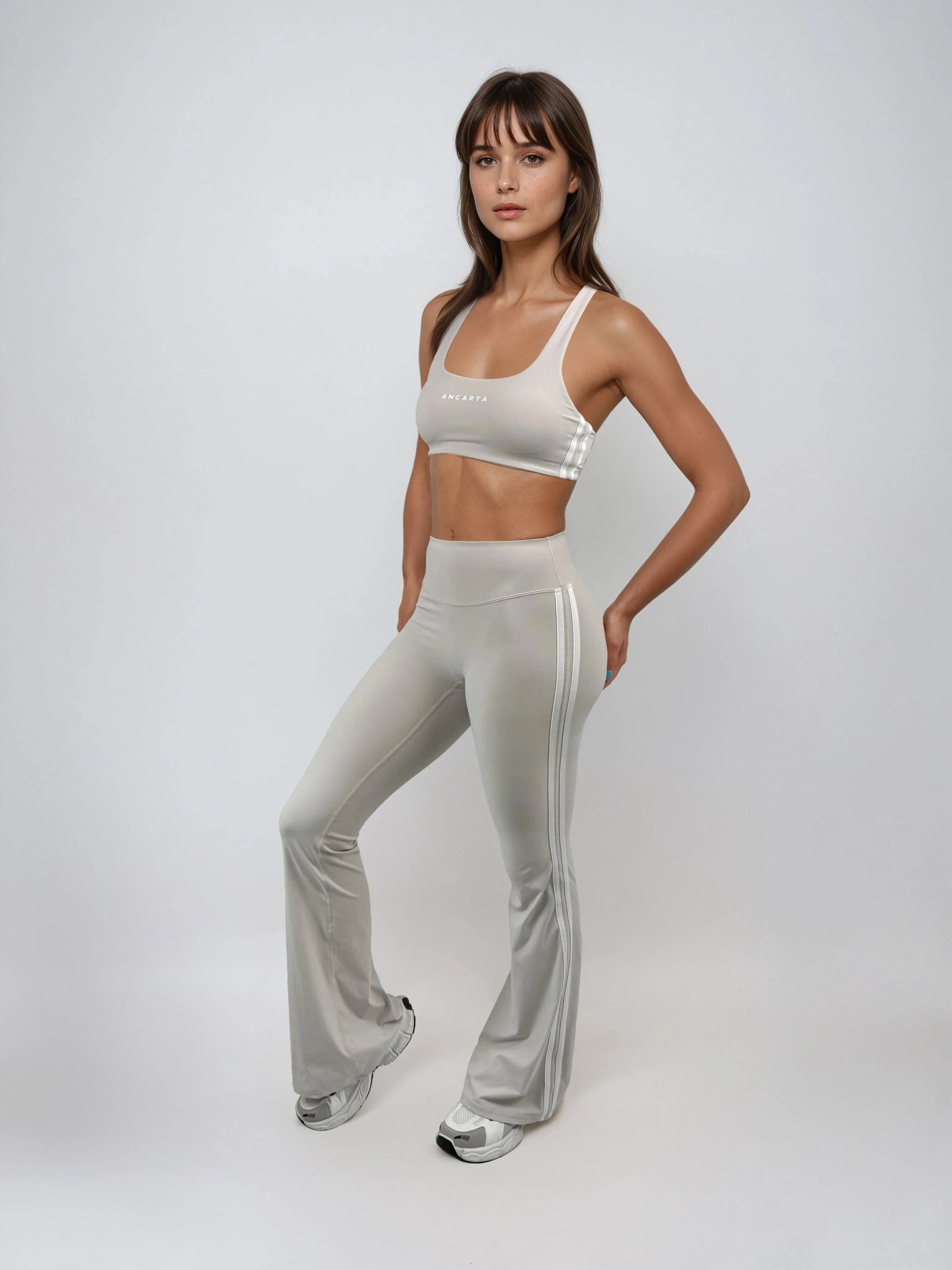 Edge Flared Leggings – Soft Cream activewear by ANCARTA – Australian athleisure brand