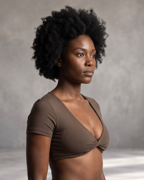 Form Twist Short Sleeve – Mocha activewear by ANCARTA – Australian athleisure brand