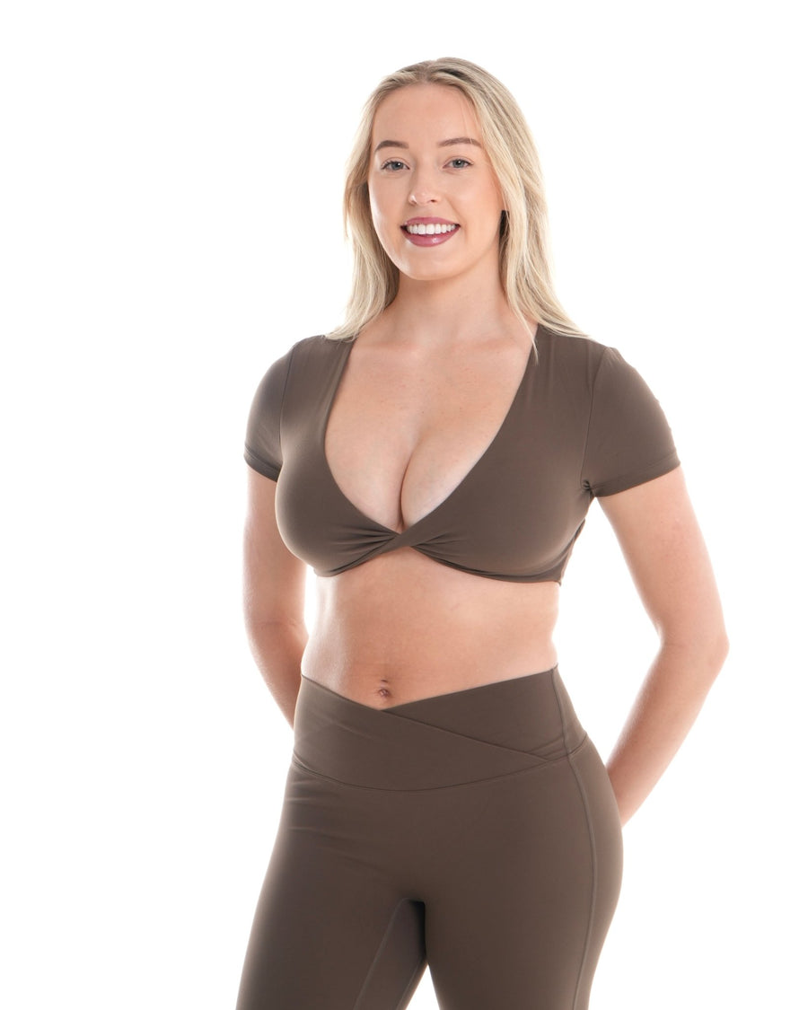 Form Twist Short Sleeve – Mocha activewear by ANCARTA – Australian athleisure brand