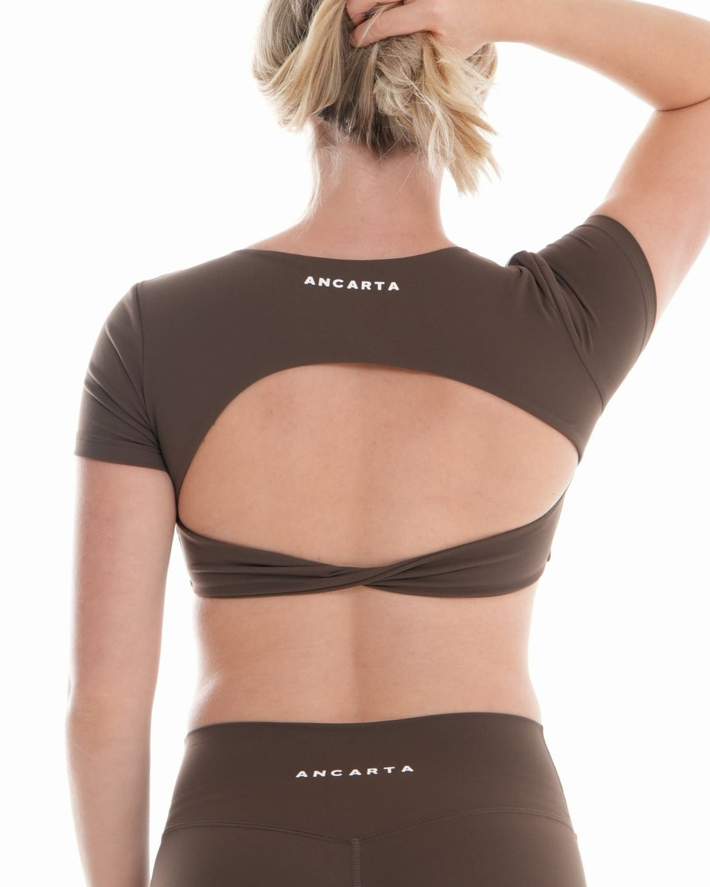 Form Twist Short Sleeve – Mocha activewear by ANCARTA – Australian athleisure brand