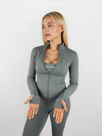 Macy Long Sleeve Zip Up - Sage Grey activewear by ANCARTA – Australian athleisure brand