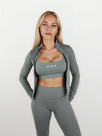 Macy Long Sleeve Zip Up - Sage Grey activewear by ANCARTA – Australian athleisure brand