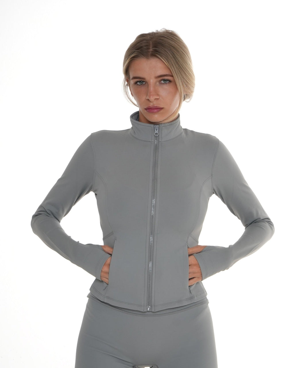 Macy Long Sleeve Zip Up - Sage Grey activewear by ANCARTA – Australian athleisure brand