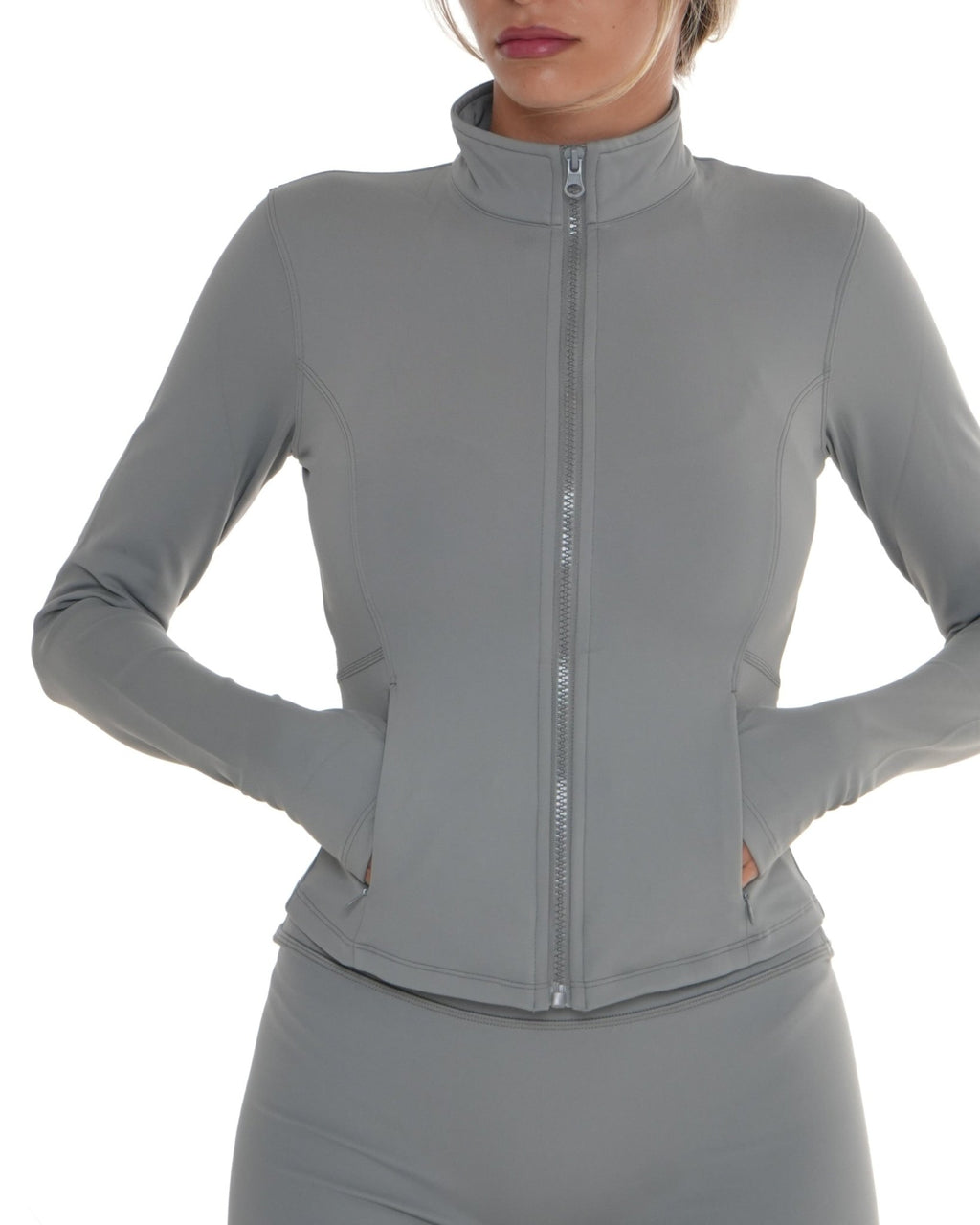 Macy Long Sleeve Zip Up - Sage Grey activewear by ANCARTA – Australian athleisure brand
