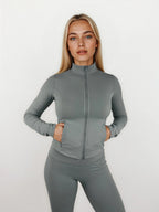 Macy Long Sleeve Zip Up - Sage Grey activewear by ANCARTA – Australian athleisure brand
