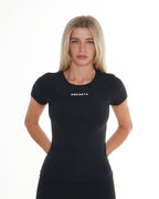 Macy Short Sleeve Top – Black activewear by ANCARTA – Australian athleisure brand