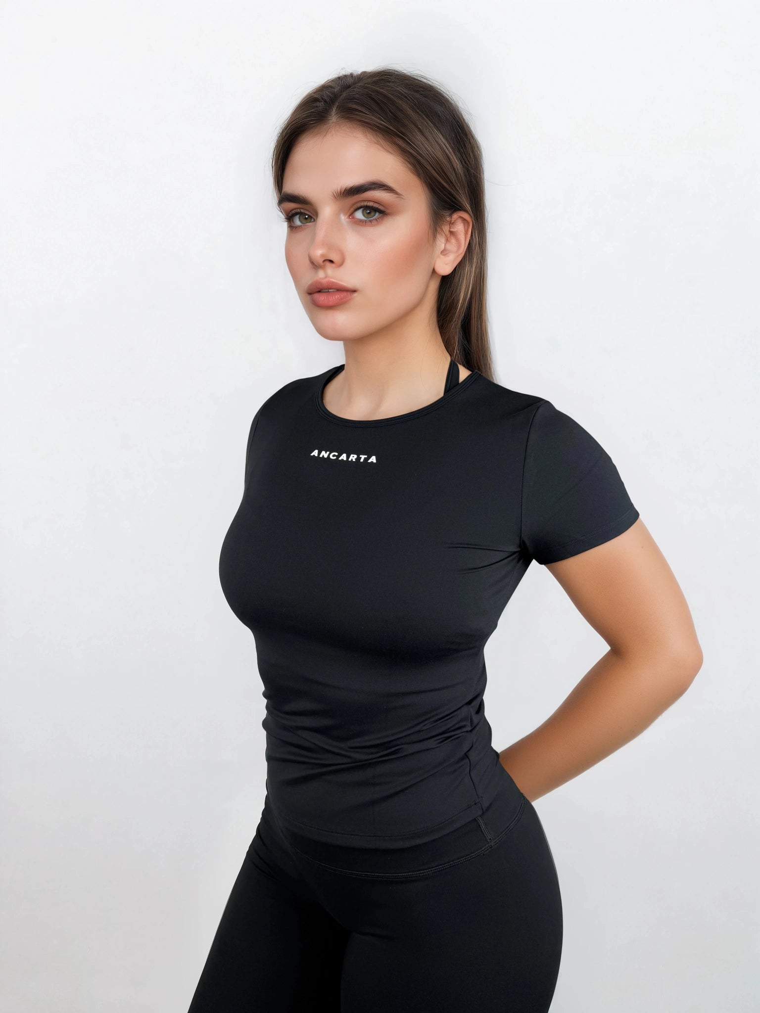 Macy Short Sleeve Top – Black activewear by ANCARTA – Australian athleisure brand