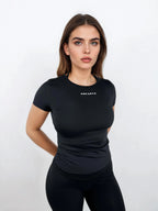 Macy Short Sleeve Top – Black activewear by ANCARTA – Australian athleisure brand
