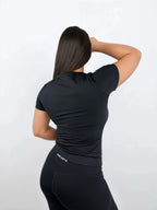 Macy Short Sleeve Top – Black activewear by ANCARTA – Australian athleisure brand