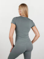 Macy Short Sleeve Top – Sage Grey activewear by ANCARTA – Australian athleisure brand