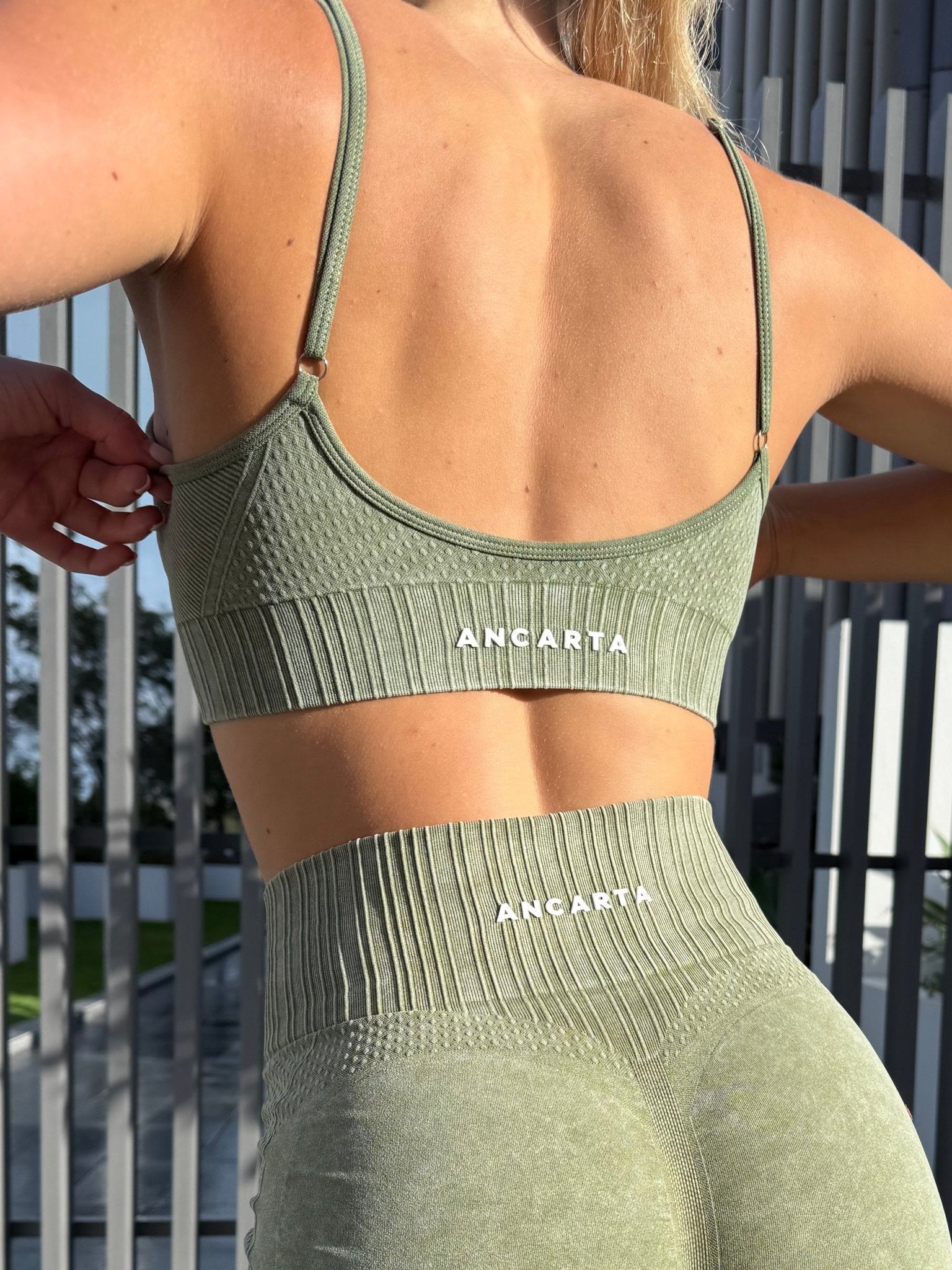 Melody Bra – Dry Olive activewear by ANCARTA – Australian athleisure brand