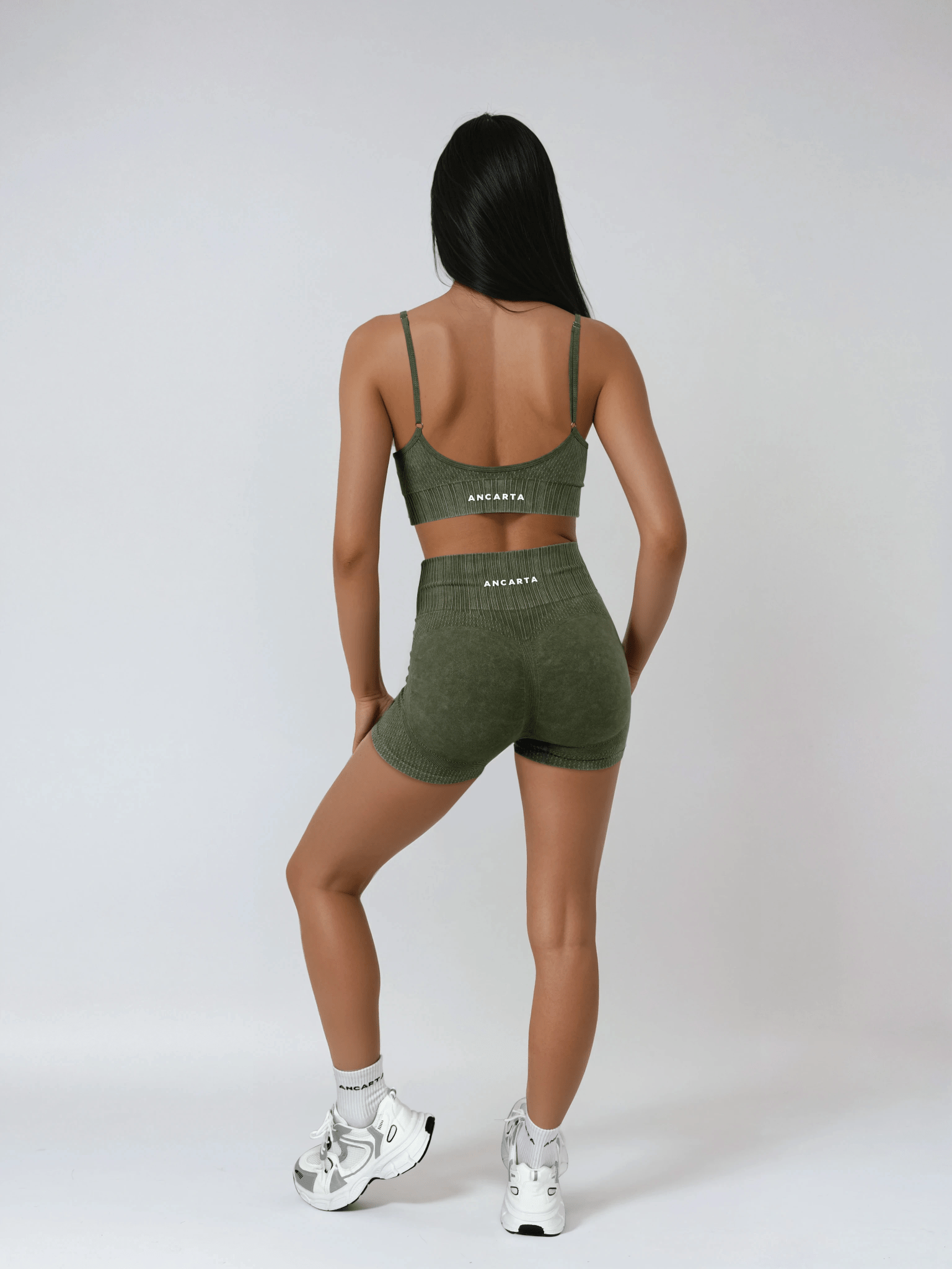 Melody Shorts – Dry Olive activewear by ANCARTA – Australian athleisure brand