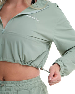 Pace Quarter Zip – Eucalyptus activewear by ANCARTA – Australian athleisure brand