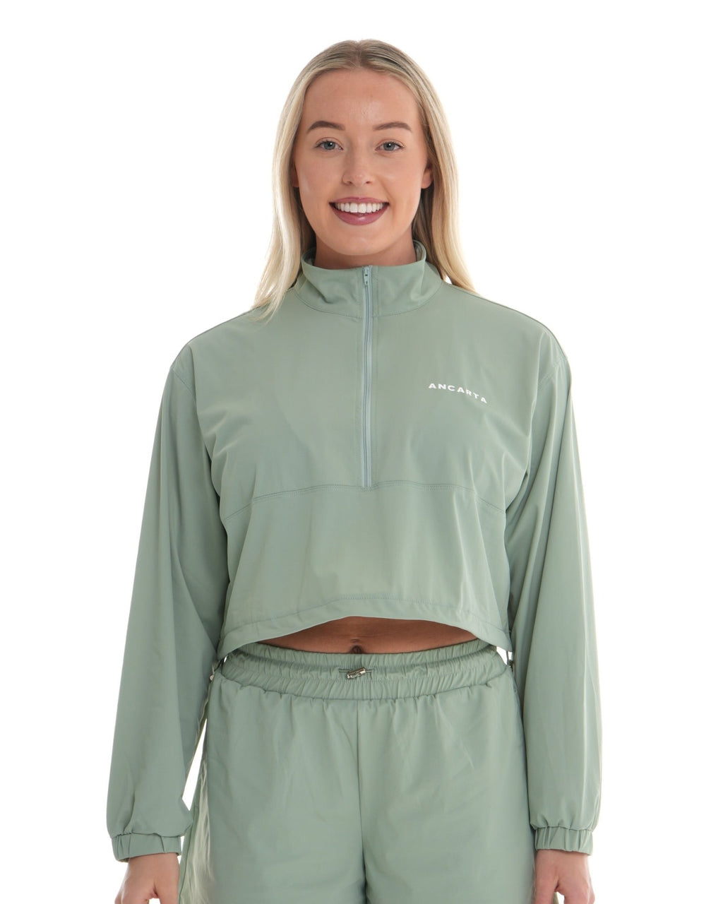 Pace Quarter Zip – Eucalyptus activewear by ANCARTA – Australian athleisure brand
