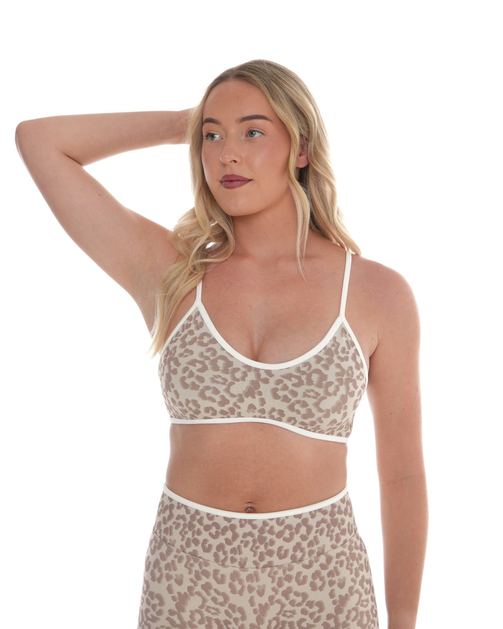 Vital Leopard Bra – Beige activewear by ANCARTA – Australian athleisure brand