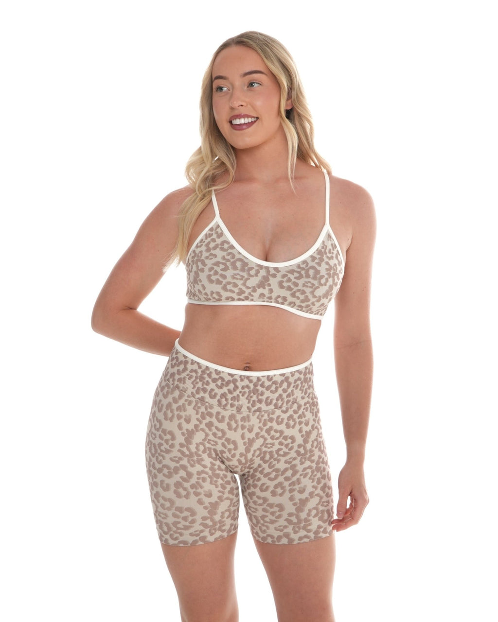 Vital Leopard Shorts – Beige activewear by ANCARTA – Australian athleisure brand