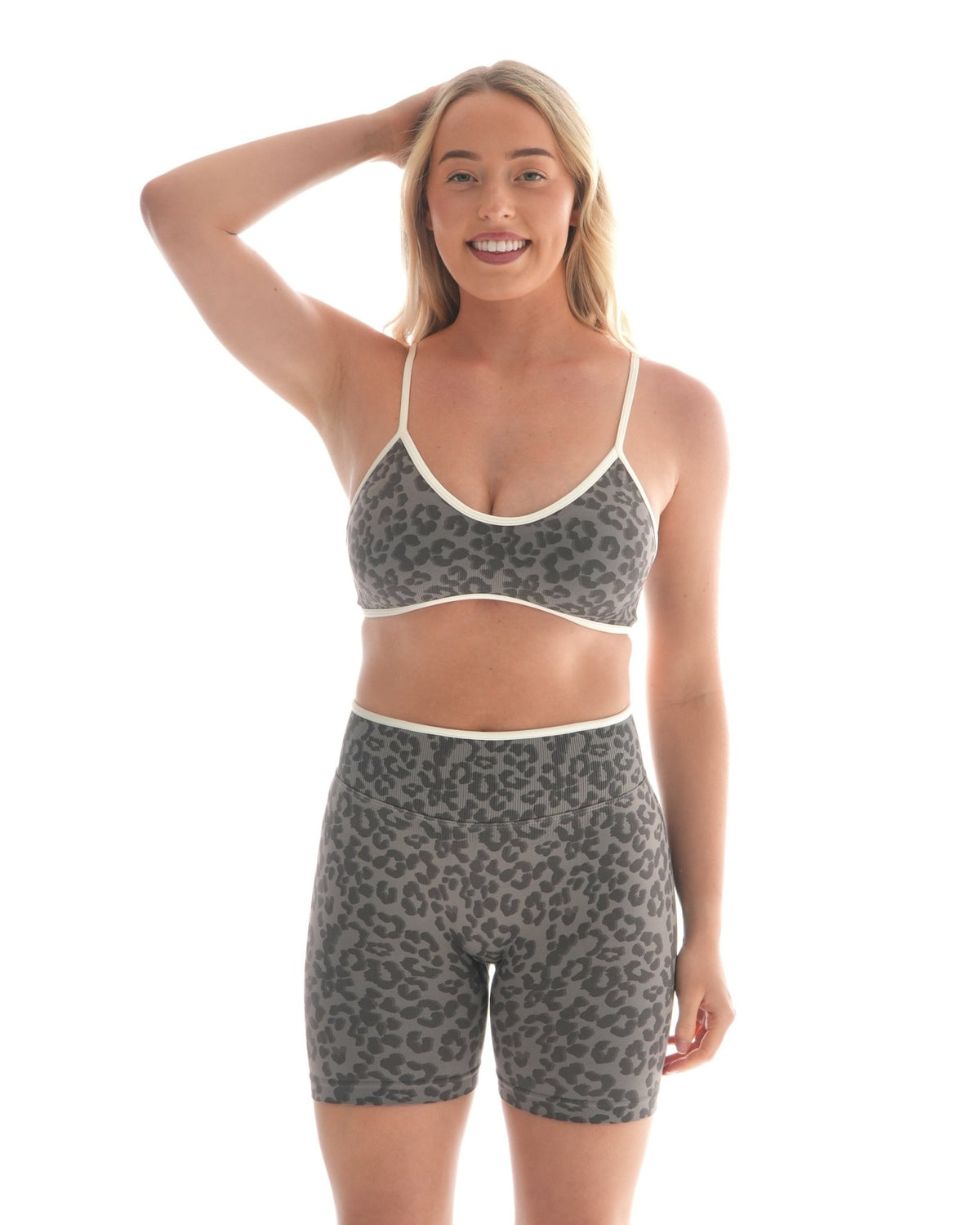 Vital Leopard Shorts – Grey activewear by ANCARTA – Australian athleisure brand