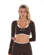 Vital Long Sleeve Crop - Coffee activewear by ANCARTA – Australian athleisure brand