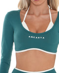 Vital Long Sleeve Crop - Deep Teal activewear by ANCARTA – Australian athleisure brand