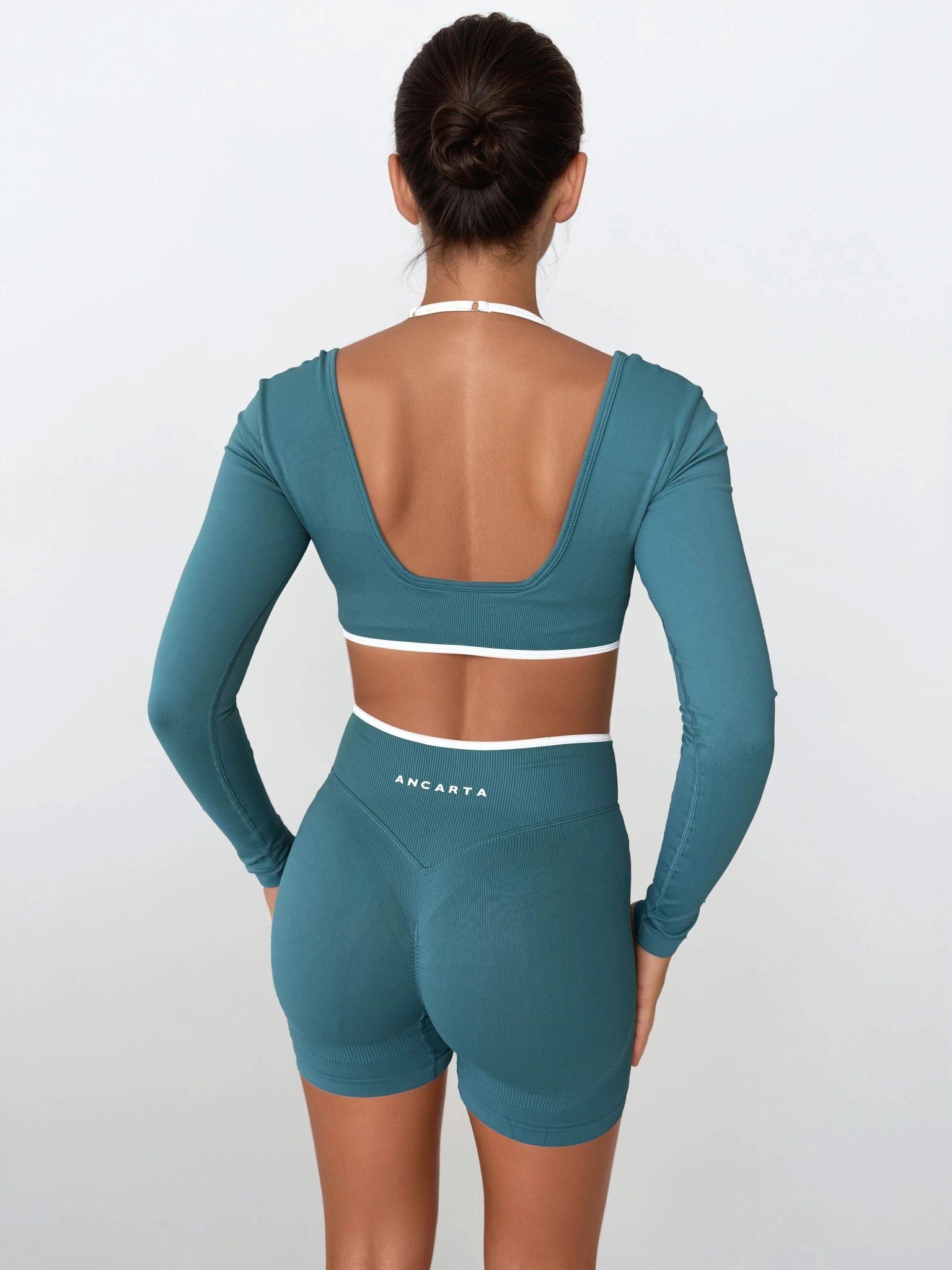 Vital Long Sleeve Crop — Deep Teal activewear by ANCARTA – Australian athleisure brand