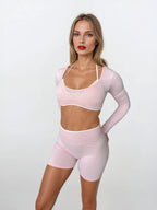 Vital Long Sleeve Crop — Soft Pink activewear by ANCARTA – Australian athleisure brand