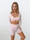 Vital Long Sleeve Crop — Soft Pink activewear by ANCARTA – Australian athleisure brand