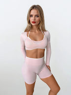 Vital Long Sleeve Crop — Soft Pink activewear by ANCARTA – Australian athleisure brand