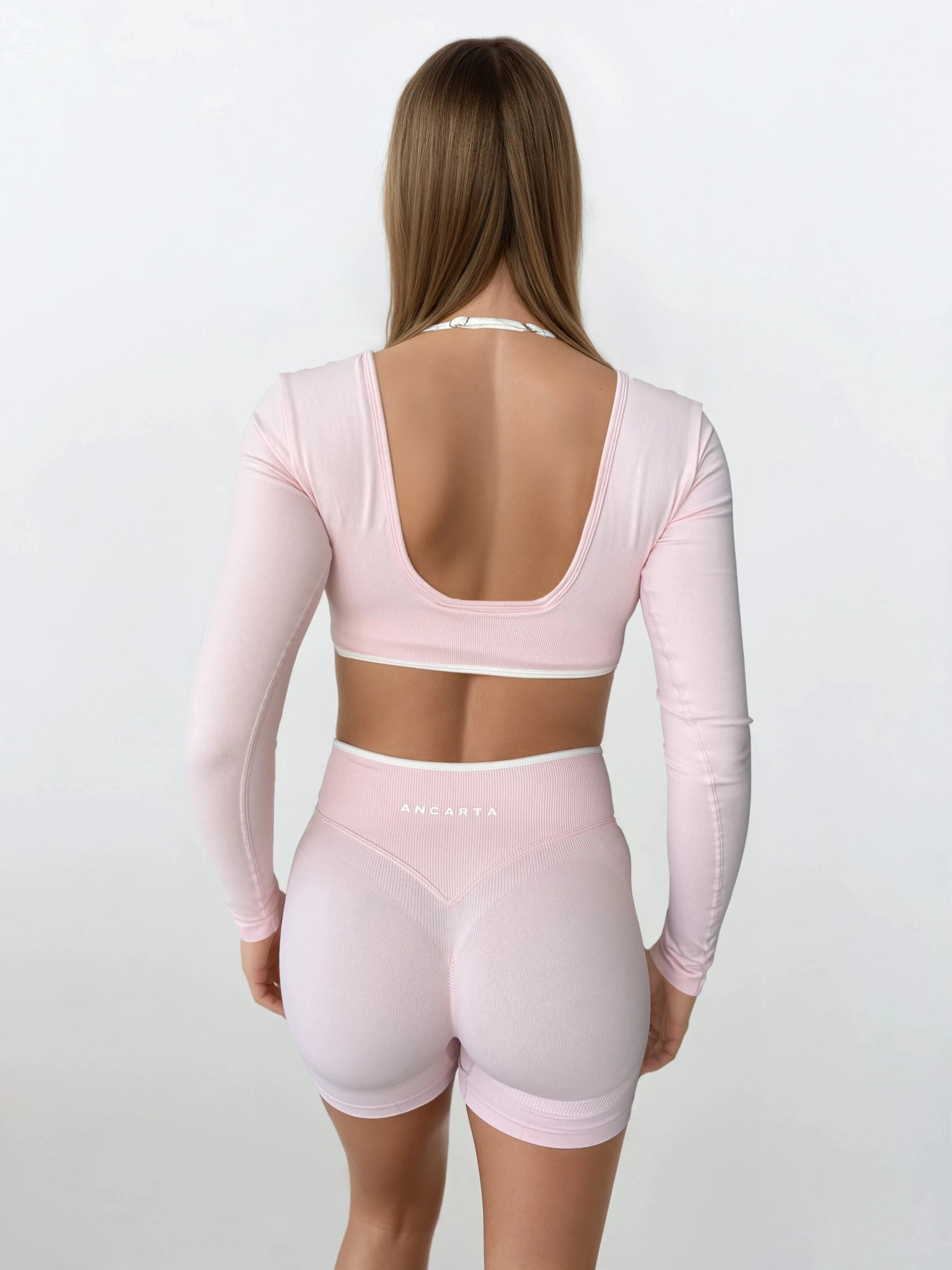 Vital Long Sleeve Crop — Soft Pink activewear by ANCARTA – Australian athleisure brand