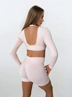 Vital Long Sleeve Crop — Soft Pink activewear by ANCARTA – Australian athleisure brand