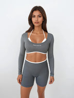 Vital Long Sleeve Crop - Soft Slate activewear by ANCARTA – Australian athleisure brand