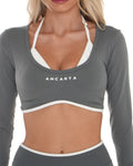 Vital Long Sleeve Crop - Soft Slate activewear by ANCARTA – Australian athleisure brand
