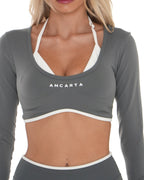 Vital Long Sleeve Crop - Soft Slate activewear by ANCARTA – Australian athleisure brand
