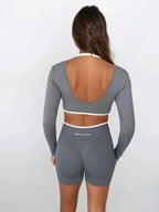 Vital Long Sleeve Crop - Soft Slate activewear by ANCARTA – Australian athleisure brand