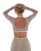 Vital Long Sleeve Crop - Toffee activewear by ANCARTA – Australian athleisure brand