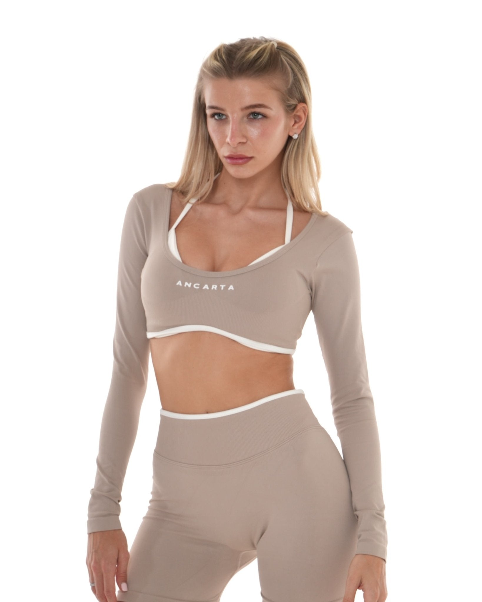 Vital Long Sleeve Crop - Toffee activewear by ANCARTA – Australian athleisure brand