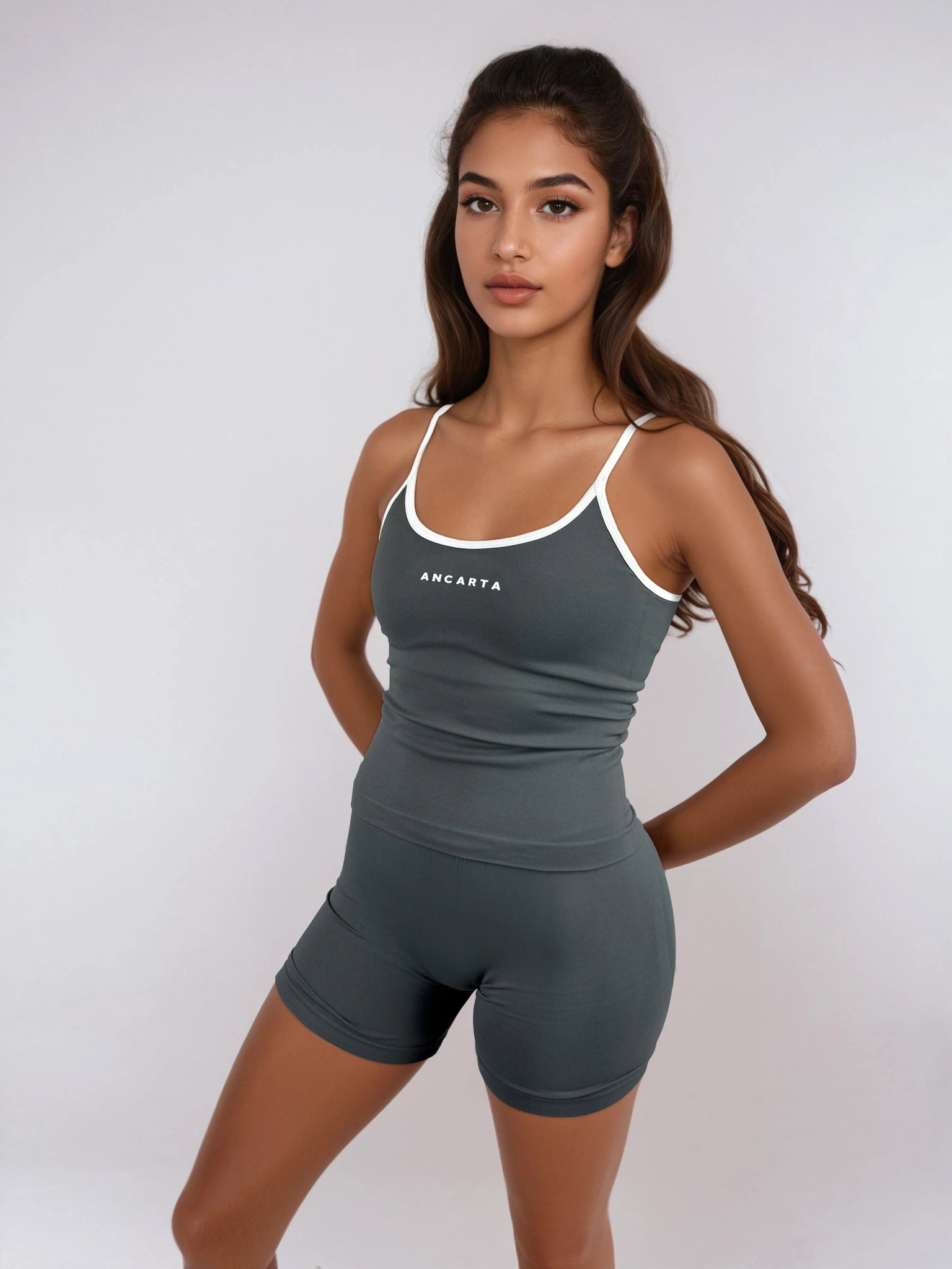 Vital Tank – Soft Slate activewear by ANCARTA – Australian athleisure brand